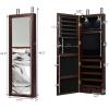 imageGiantex Wall Door Mounted Jewelry Armoire Cabinet with 475quot Full Length Mirror 2 LEDs Lockable Jewelry Organizers and Storage with 2 Drawers Over the Door Jewelry Organizer Cabinet SageEspresso