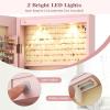 imageGiantex Wall Door Mounted Jewelry Armoire Cabinet with 475quot Full Length Mirror 2 LEDs Lockable Jewelry Organizers and Storage with 2 Drawers Over the Door Jewelry Organizer Cabinet SageLight Pink