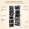 imageGiantex Wall Door Mounted Jewelry Armoire Cabinet with 475quot Full Length Mirror 2 LEDs Lockable Jewelry Organizers and Storage with 2 Drawers Over the Door Jewelry Organizer Cabinet SageWhite