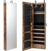 imageGiantex Wall Door Mounted Jewelry Armoire Cabinet with 475quot Full Length Mirror 2 LEDs Lockable Jewelry Organizers and Storage with 2 Drawers Over the Door Jewelry Organizer Cabinet SageRustic Brown