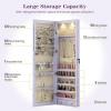 imageGiantex Wall Door Mounted Jewelry Armoire Cabinet with 475quot Full Length Mirror 2 LEDs Lockable Jewelry Organizers and Storage with 2 Drawers Over the Door Jewelry Organizer Cabinet SageLavender