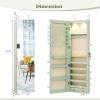 imageGiantex Wall Door Mounted Jewelry Armoire Cabinet with 475quot Full Length Mirror 2 LEDs Lockable Jewelry Organizers and Storage with 2 Drawers Over the Door Jewelry Organizer Cabinet SageSage