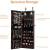 imageGiantex Wall Door Mounted Jewelry Armoire Cabinet with 475quot Full Length Mirror 2 LEDs Lockable Jewelry Organizers and Storage with 2 Drawers Over the Door Jewelry Organizer Cabinet SageEspresso