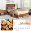 imageGiantex Wood Full Platform Bed Frame with Headboard Mid Century Bed Frame with Solid Wood Legs ampamp Wooden Slat Support Pallet Bed Mattress Foundation No Box Spring NeededWalnut