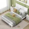 imageGiantex Wood Full Platform Bed Frame with Headboard Mid Century Bed Frame with Solid Wood Legs ampamp Wooden Slat Support Pallet Bed Mattress Foundation No Box Spring NeededWhite