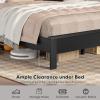 imageGiantex Wood Full Platform Bed Frame with Headboard Mid Century Bed Frame with Solid Wood Legs ampamp Wooden Slat Support Pallet Bed Mattress Foundation No Box Spring NeededBlack