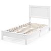 imageGiantex Wood Full Platform Bed Frame with Headboard Mid Century Bed Frame with Solid Wood Legs ampamp Wooden Slat Support Pallet Bed Mattress Foundation No Box Spring NeededWhite