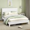 imageGiantex Wood Full Platform Bed Frame with Headboard Mid Century Bed Frame with Solid Wood Legs ampamp Wooden Slat Support Pallet Bed Mattress Foundation No Box Spring NeededWhite