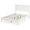 imageGiantex Wood Full Platform Bed Frame with Headboard Mid Century Bed Frame with Solid Wood Legs ampamp Wooden Slat Support Pallet Bed Mattress Foundation No Box Spring NeededWhite