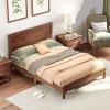 imageGiantex Wood Full Platform Bed Frame with Headboard Mid Century Bed Frame with Solid Wood Legs ampamp Wooden Slat Support Pallet Bed Mattress Foundation No Box Spring NeededWalnut