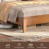 imageGiantex Wood Full Platform Bed Frame with Headboard Mid Century Bed Frame with Solid Wood Legs ampamp Wooden Slat Support Pallet Bed Mattress Foundation No Box Spring NeededWalnut