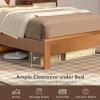 imageGiantex Wood Full Platform Bed Frame with Headboard Mid Century Bed Frame with Solid Wood Legs ampamp Wooden Slat Support Pallet Bed Mattress Foundation No Box Spring NeededWalnut
