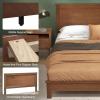 imageGiantex Wood Full Platform Bed Frame with Headboard Mid Century Bed Frame with Solid Wood Legs ampamp Wooden Slat Support Pallet Bed Mattress Foundation No Box Spring NeededWalnut