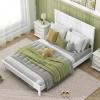 imageGiantex Wood Full Platform Bed Frame with Headboard Mid Century Bed Frame with Solid Wood Legs ampamp Wooden Slat Support Pallet Bed Mattress Foundation No Box Spring NeededWhite