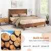 imageGiantex Wood Full Platform Bed Frame with Headboard Mid Century Bed Frame with Solid Wood Legs ampamp Wooden Slat Support Pallet Bed Mattress Foundation No Box Spring NeededWalnut