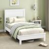 imageGiantex Wood Full Platform Bed Frame with Headboard Mid Century Bed Frame with Solid Wood Legs ampamp Wooden Slat Support Pallet Bed Mattress Foundation No Box Spring NeededWhite