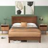imageGiantex Wood Full Platform Bed Frame with Headboard Mid Century Bed Frame with Solid Wood Legs ampamp Wooden Slat Support Pallet Bed Mattress Foundation No Box Spring NeededWalnut