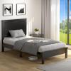 imageGiantex Wood Full Platform Bed Frame with Headboard Mid Century Bed Frame with Solid Wood Legs ampamp Wooden Slat Support Pallet Bed Mattress Foundation No Box Spring NeededBlack