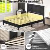 imageGiantex Wood Full Platform Bed Frame with Headboard Mid Century Bed Frame with Solid Wood Legs ampamp Wooden Slat Support Pallet Bed Mattress Foundation No Box Spring NeededBlack