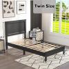 imageGiantex Wood Full Platform Bed Frame with Headboard Mid Century Bed Frame with Solid Wood Legs ampamp Wooden Slat Support Pallet Bed Mattress Foundation No Box Spring NeededBlack
