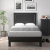 imageGiantex Wood Full Platform Bed Frame with Headboard Mid Century Bed Frame with Solid Wood Legs ampamp Wooden Slat Support Pallet Bed Mattress Foundation No Box Spring NeededBlack