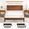 imageGiantex Wood Full Platform Bed Frame with Headboard Mid Century Bed Frame with Solid Wood Legs ampamp Wooden Slat Support Pallet Bed Mattress Foundation No Box Spring NeededWalnut