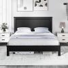 imageGiantex Wood Full Platform Bed Frame with Headboard Mid Century Bed Frame with Solid Wood Legs ampamp Wooden Slat Support Pallet Bed Mattress Foundation No Box Spring NeededBlack