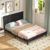imageGiantex Wood Full Platform Bed Frame with Headboard Mid Century Bed Frame with Solid Wood Legs ampamp Wooden Slat Support Pallet Bed Mattress Foundation No Box Spring NeededBlack