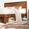 imageGiantex Wood Twin Bed Frames with Headboard Solid Acacia Wood Platform Bed with 12 Strong Wooden Slat Support Scandinavian Style Art Deco Twin Size Bed Frame No Box Spring Needed Rustic BrownWalnut