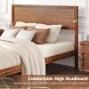 imageGiantex Wood Twin Bed Frames with Headboard Solid Acacia Wood Platform Bed with 12 Strong Wooden Slat Support Scandinavian Style Art Deco Twin Size Bed Frame No Box Spring Needed Rustic BrownWalnut