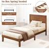 imageGiantex Wood Twin Bed Frames with Headboard Solid Acacia Wood Platform Bed with 12 Strong Wooden Slat Support Scandinavian Style Art Deco Twin Size Bed Frame No Box Spring Needed Rustic BrownWalnut