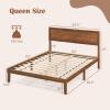 imageGiantex Wood Twin Bed Frames with Headboard Solid Acacia Wood Platform Bed with 12 Strong Wooden Slat Support Scandinavian Style Art Deco Twin Size Bed Frame No Box Spring Needed Rustic BrownWalnut