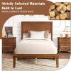 imageGiantex Wood Twin Bed Frames with Headboard Solid Acacia Wood Platform Bed with 12 Strong Wooden Slat Support Scandinavian Style Art Deco Twin Size Bed Frame No Box Spring Needed Rustic BrownWalnut