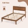 imageGiantex Wood Twin Bed Frames with Headboard Solid Acacia Wood Platform Bed with 12 Strong Wooden Slat Support Scandinavian Style Art Deco Twin Size Bed Frame No Box Spring Needed Rustic BrownWalnut