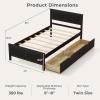 imageGiantex Wood Twin Bed with 2 Storage Drawers Solid Wood Platform Bed with Headboard Wooden Slats Support Mattress Foundation No Spring Needed Twin Bed Frame for Kids Teens Adults EspressoEspresso