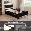 imageGiantex Wood Twin Bed with 2 Storage Drawers Solid Wood Platform Bed with Headboard Wooden Slats Support Mattress Foundation No Spring Needed Twin Bed Frame for Kids Teens Adults EspressoEspresso