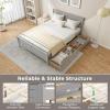 imageGiantex Wood Twin Bed with 2 Storage Drawers Solid Wood Platform Bed with Headboard Wooden Slats Support Mattress Foundation No Spring Needed Twin Bed Frame for Kids Teens Adults EspressoGrey
