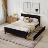 imageGiantex Wood Twin Bed with 2 Storage Drawers Solid Wood Platform Bed with Headboard Wooden Slats Support Mattress Foundation No Spring Needed Twin Bed Frame for Kids Teens Adults EspressoEspresso