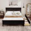 imageGiantex Wood Twin Bed with 2 Storage Drawers Solid Wood Platform Bed with Headboard Wooden Slats Support Mattress Foundation No Spring Needed Twin Bed Frame for Kids Teens Adults EspressoEspresso