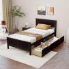 imageGiantex Wood Twin Bed with 2 Storage Drawers Solid Wood Platform Bed with Headboard Wooden Slats Support Mattress Foundation No Spring Needed Twin Bed Frame for Kids Teens Adults EspressoEspresso