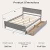 imageGiantex Wood Twin Bed with 2 Storage Drawers Solid Wood Platform Bed with Headboard Wooden Slats Support Mattress Foundation No Spring Needed Twin Bed Frame for Kids Teens Adults EspressoGrey