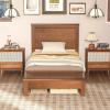 imageGiantex Wood Full Platform Bed Frame with Headboard Mid Century Bed Frame with Solid Wood Legs ampamp Wooden Slat Support Pallet Bed Mattress Foundation No Box Spring NeededWalnut