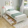imageGiantex Wood Twin Bed with 2 Storage Drawers Solid Wood Platform Bed with Headboard Wooden Slats Support Mattress Foundation No Spring Needed Twin Bed Frame for Kids Teens Adults EspressoWhite