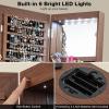 imageCHARMAID 360 Swivel Jewelry Cabinet Armoire 645quot H Full Length Mirror with Jewelry Storage 6 LEDs Lockable Jewelry Organizer Rear Storage Shelves Large Drawer Hairdryer Holder BlackWalnut