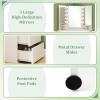 imageCHARMAID Corner Vanity Desk with Mirror and Lights White Makeup Vanity Table with 5 Drawers Storage Shelves Charging Station 3 Lighting Modes Compact Vanity Dressing Table for Small SpaceWhite