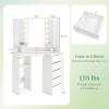 imageCHARMAID Corner Vanity Desk with Mirror and Lights White Makeup Vanity Table with 5 Drawers Storage Shelves Charging Station 3 Lighting Modes Compact Vanity Dressing Table for Small SpaceWhite
