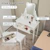 imageCHARMAID Girls Vanity Table with Lighted Mirror and Stool 10 Dimmable LED Lights 3 Color Lighting Modes 4 Drawers RoseShaped Handle Bedroom Dressing Makeup Vanity Desk Set BlackWhite