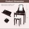 imageCHARMAID Girls Vanity Table with Lighted Mirror and Stool 10 Dimmable LED Lights 3 Color Lighting Modes 4 Drawers RoseShaped Handle Bedroom Dressing Makeup Vanity Desk Set BlackEspresso