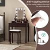 imageCHARMAID Girls Vanity Table with Lighted Mirror and Stool 10 Dimmable LED Lights 3 Color Lighting Modes 4 Drawers RoseShaped Handle Bedroom Dressing Makeup Vanity Desk Set BlackEspresso