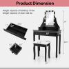 imageCHARMAID Girls Vanity Table with Lighted Mirror and Stool 10 Dimmable LED Lights 3 Color Lighting Modes 4 Drawers RoseShaped Handle Bedroom Dressing Makeup Vanity Desk Set BlackBlack